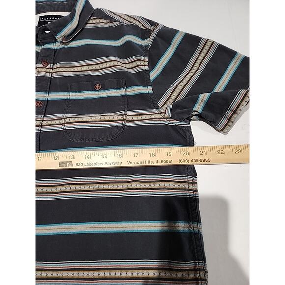 Billabong Shirt Mens Medium Short Sleeve Striped Multicolored Gray 100% Cotton - Picture 7 of 9